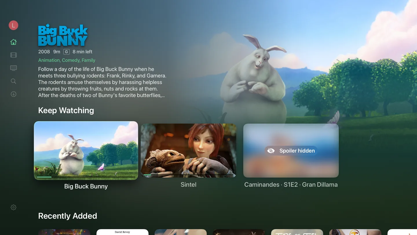 Pippin on Apple TV showing the tvOS home screen